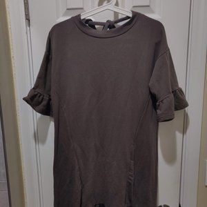 Eight Brown Cotton Dress with Ruffled Hem, Size S